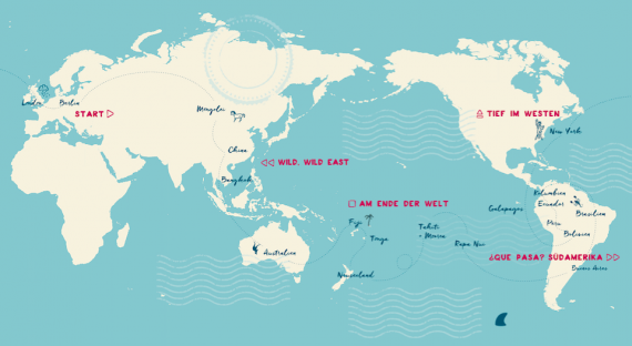 Weltreise planen - Route Beispiel für eine Weltreise von 1 Jahr - Reisebuch Autor Martin Krengel - einmal durch Asien - Australien - Südsee - Südamerika - USA - Europa und zurück